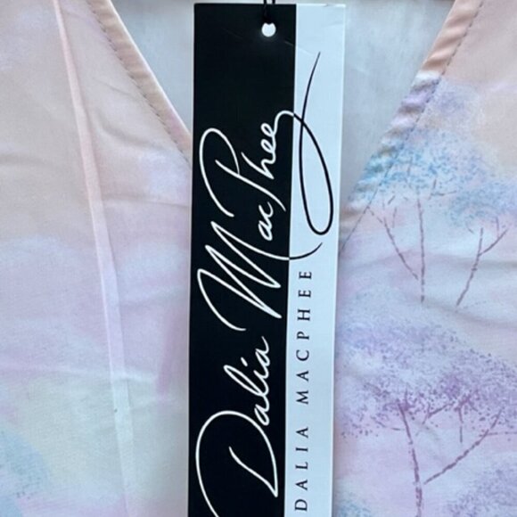 DALIA MACPHEE Purple Multi Floral Button Down Dress Long Sleeve Ruffled Lrge NWT - Picture 14 of 16